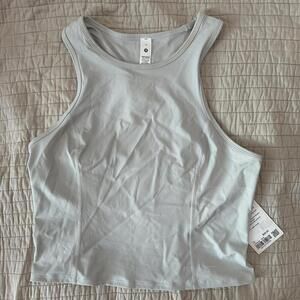 NWT Lululemon Size 12 Nulux Racerback Cropped Run Tank VPOR Vapor Light Gray $58